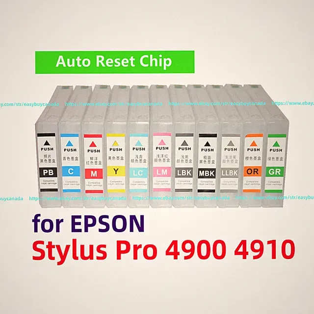 11 Empty Refillable Ink Cartridge for Stylus Pro 4900 4910 Printer T653 653 ARC*