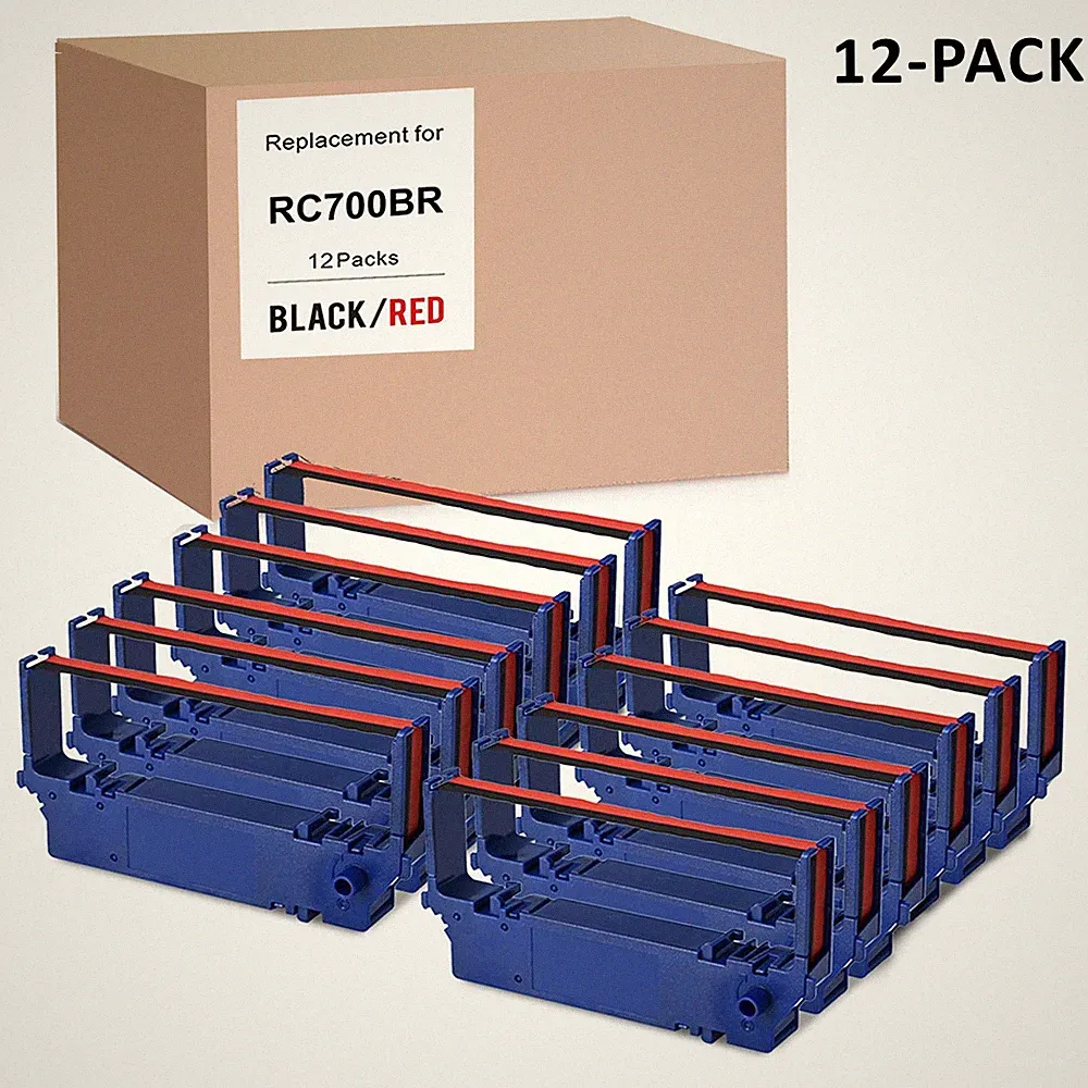 12 PACK For STAR SP-700 BLACK / RED Printer Ribbon Ink RC700BR, SP700, 712, 742
