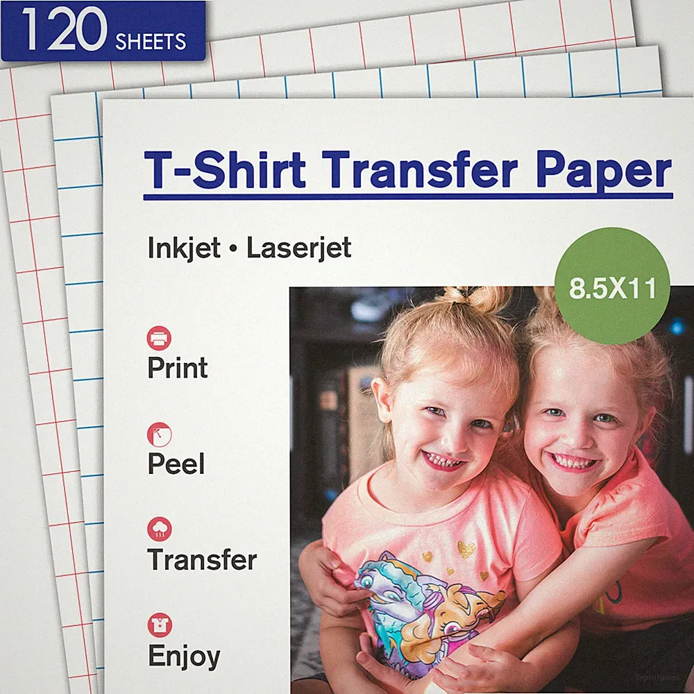 120 Sh Bulk Printable HTV DARK LIGHT T-shirt Transfer Paper for Inkjet + Cricut