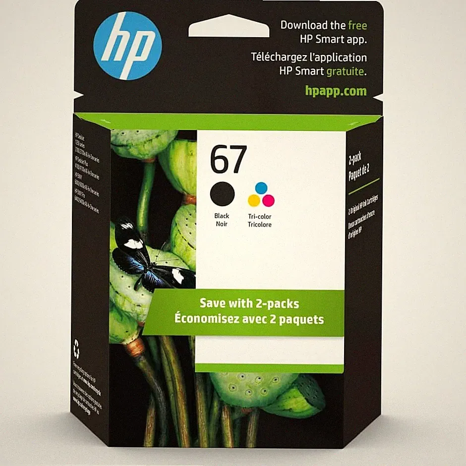 67 Black/Tri-color Ink Cartridges for Printers | Works with Printer Series: Des