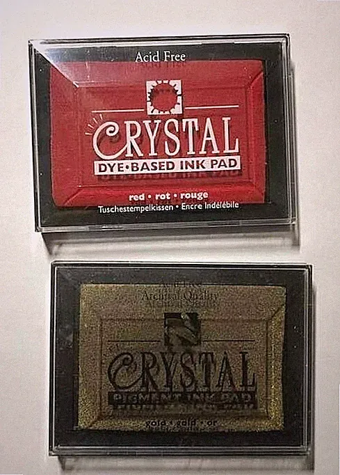 Crystal branded - Two Ink pads - Red and Gold - Dye Based - Pigment Scrapbooking