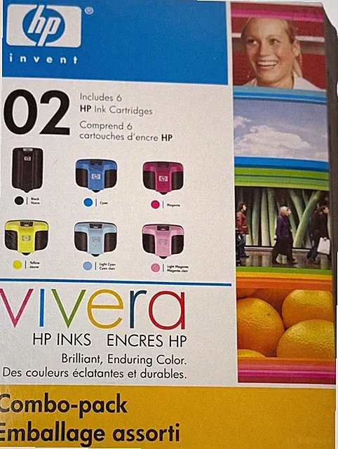 Genuine HP 02 Vivera Ink Cartridges Combo Pack of 6 Install By 2009 FREE SHIP