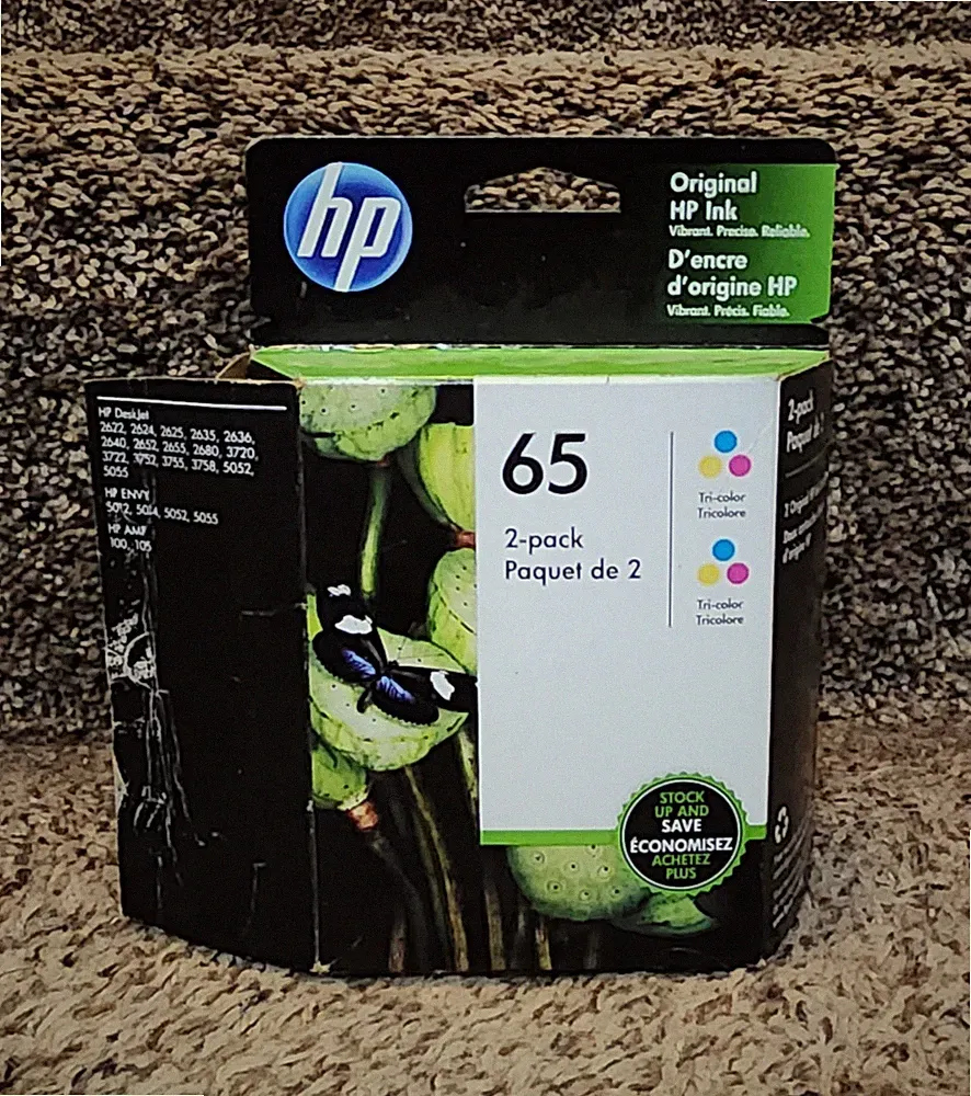 Genuine HP 65 Color 2PK Ink Cartridges, Deskjet 3700
