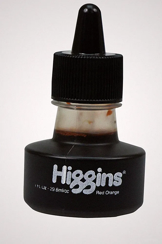 Higgins Dye Based Drawing Ink Red Orange 1 Ounce Bottle Higgins Mixed Materials