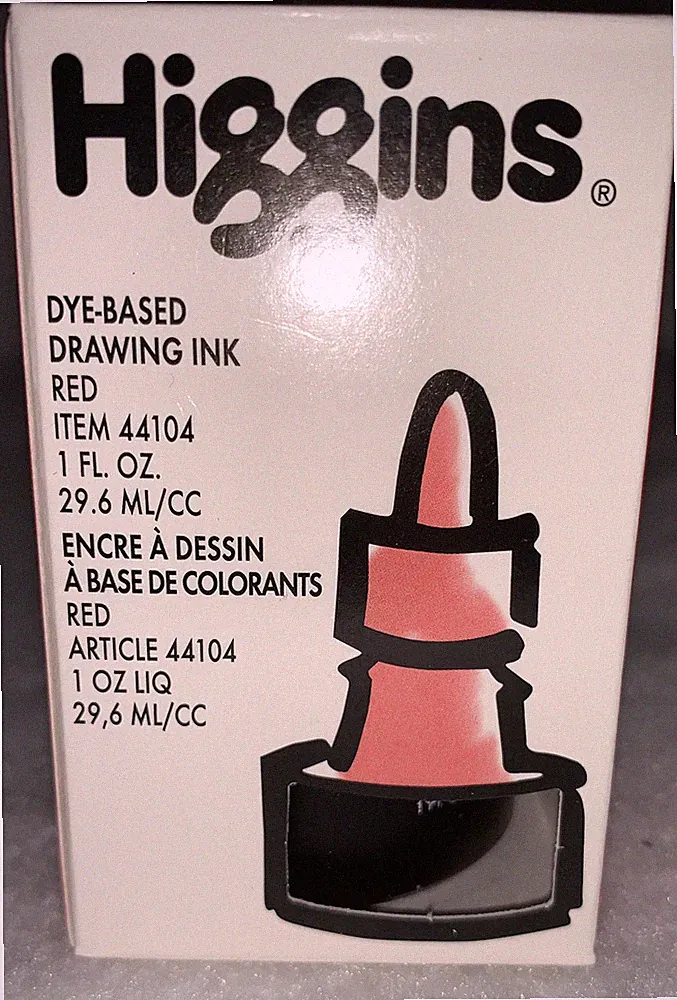 Higgins Dye-Based Ink 1oz - Red, PartNo 44104, by Grumbacher, Single Item