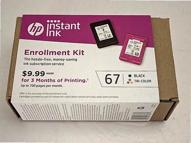 HP 67 Tri-Color/ Black Instant Ink Enrollment Ink Cartridges Black/Color Combo