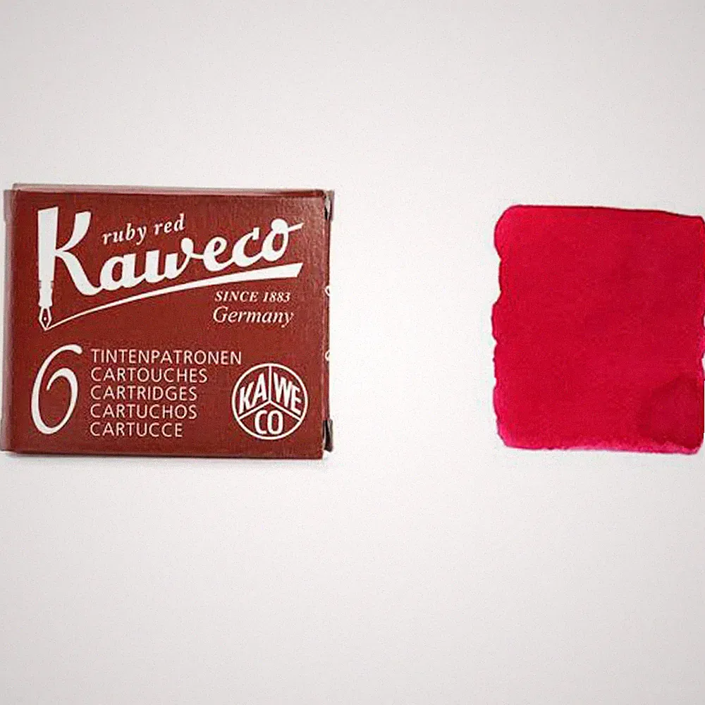 Kaweco Fountain Pen Ink Cartridges, Dye-Based, Ruby Red, 6 Pieces K008FPR-RED