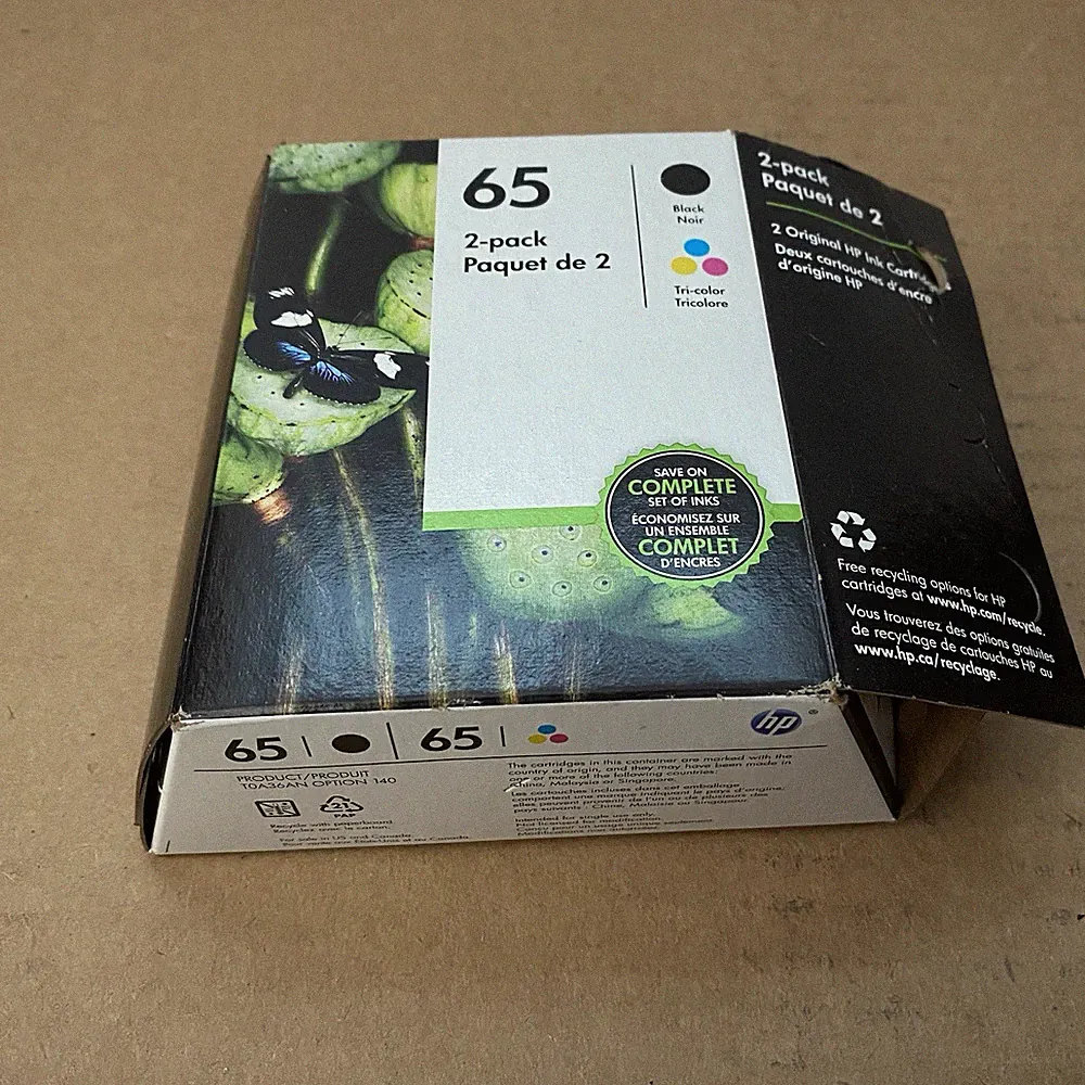 New Genuine HP 65 Black Color 2PK Ink Cartridges Deskjet 3700 Exp. Jul 2023