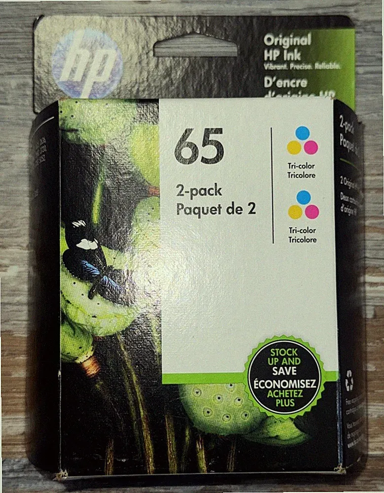 New Genuine HP 65 Color 2PK Ink Cartridges, Deskjet 3700 EXP 11/2022