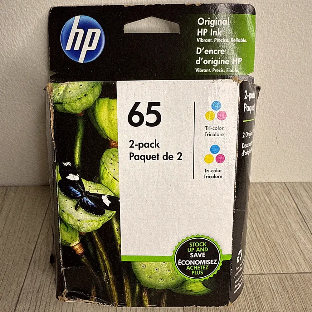 New Genuine HP 65 Color 2PK Ink Cartridges Deskjet 3700 - Ships FREE!