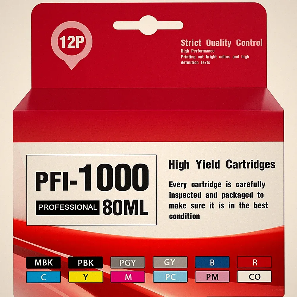 12 Pack PFI-1000 Ink 80ml for Canon imagePROGRAF PRO-1000 Compatible Cartridge